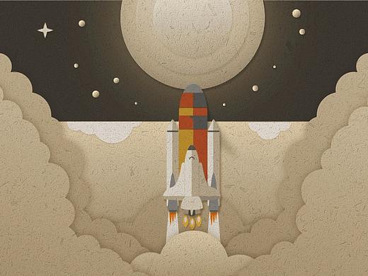 AE练习稿纸质火箭升空