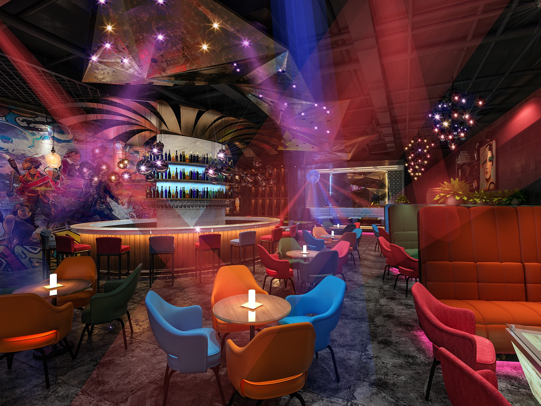 现代酒吧 - 效果图交流区-建E室内设计网