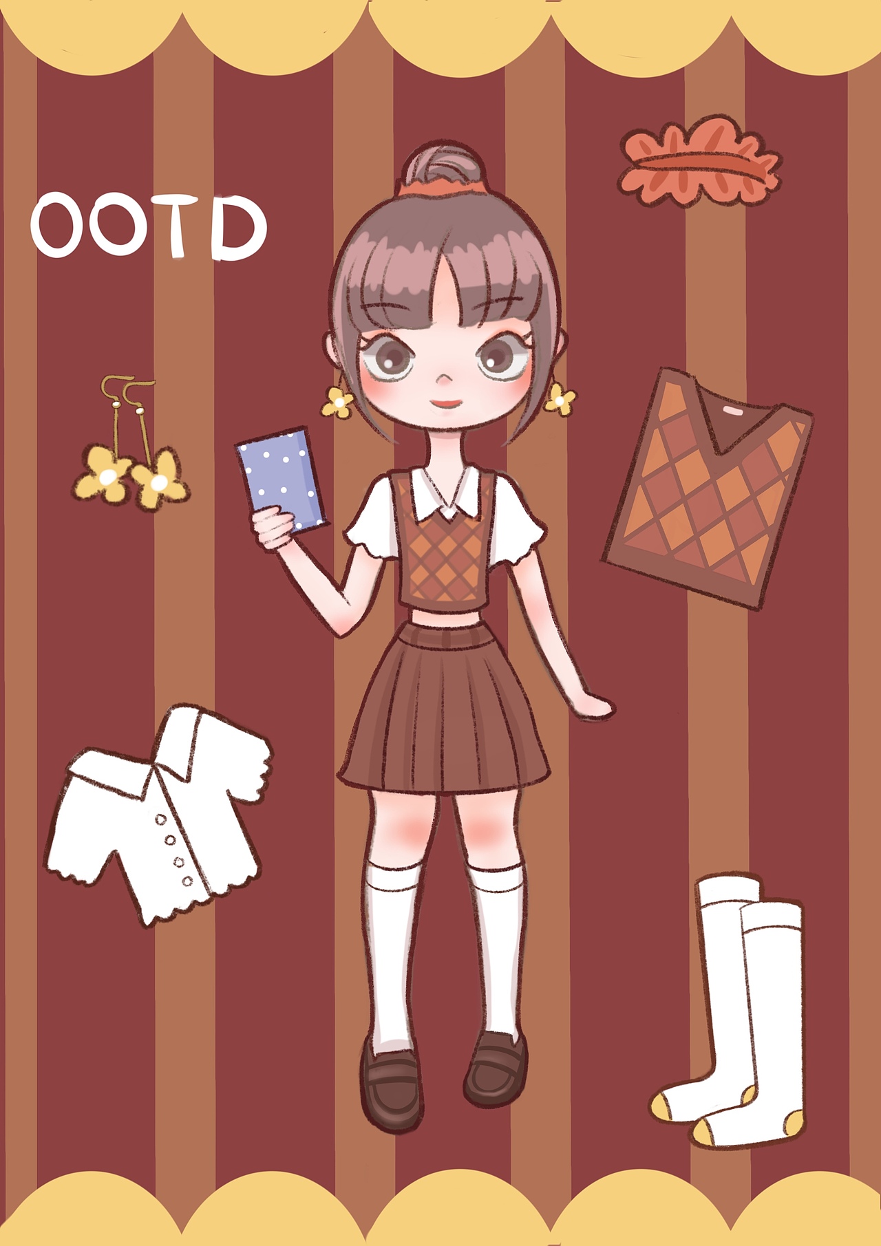 可爱少女时尚手绘换装贴纸