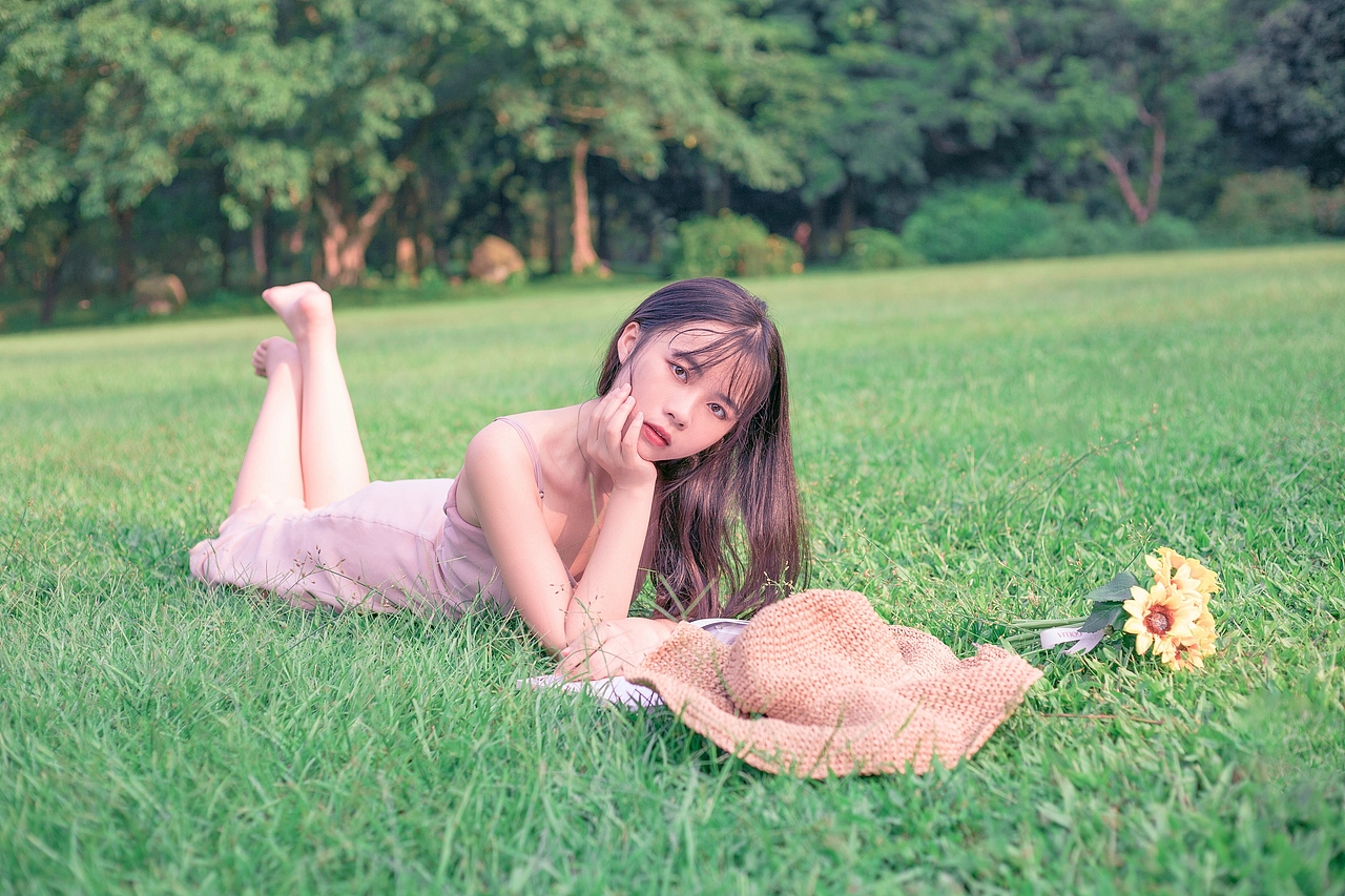 夏日,草地,你 人像写真 草地清新写真