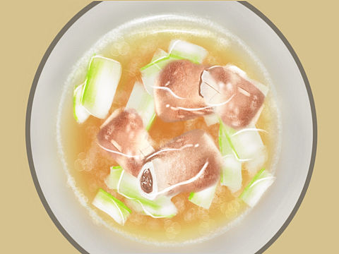 手绘美食,冬瓜拍排骨汤