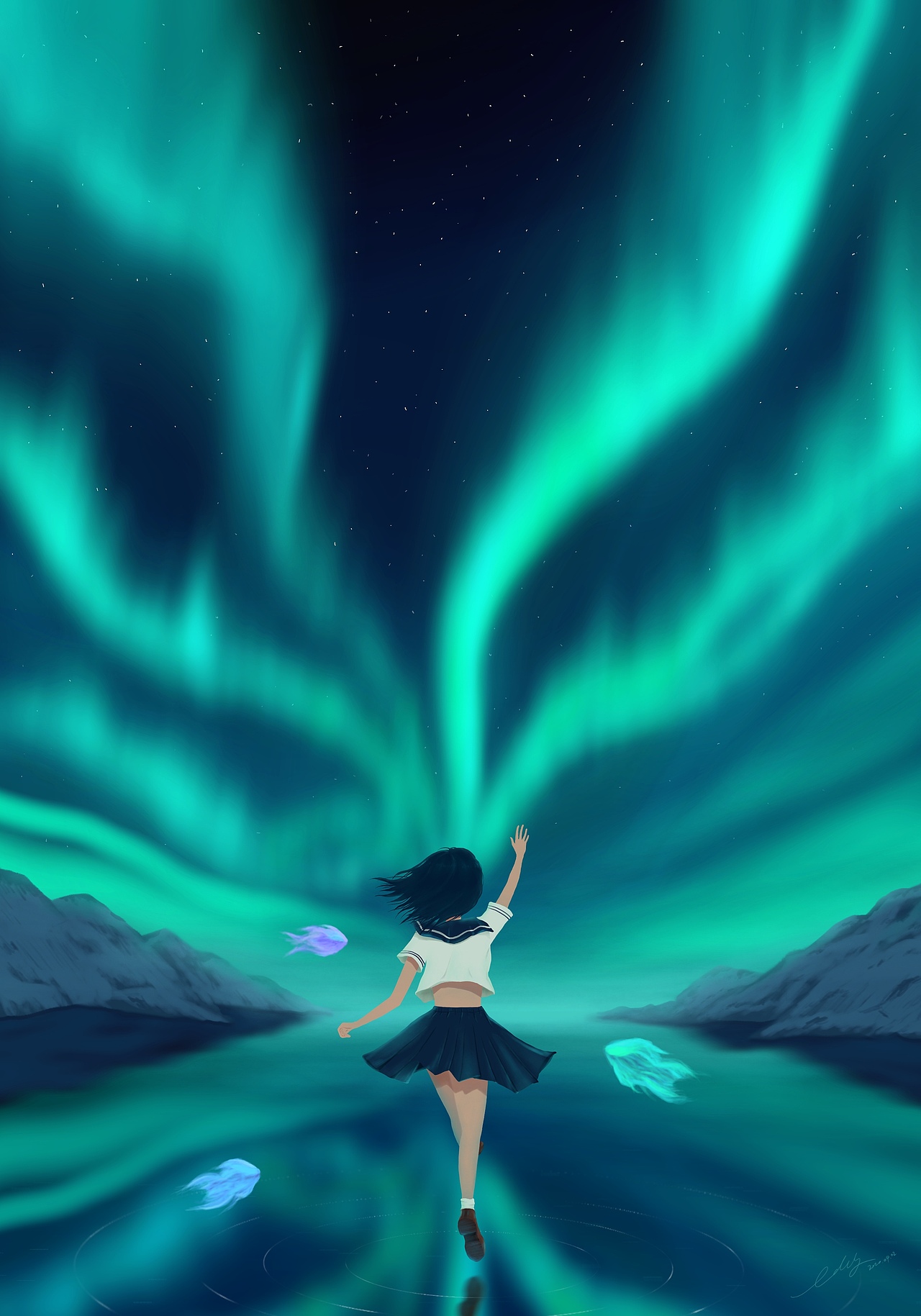 极光少女ipadprocreate插画