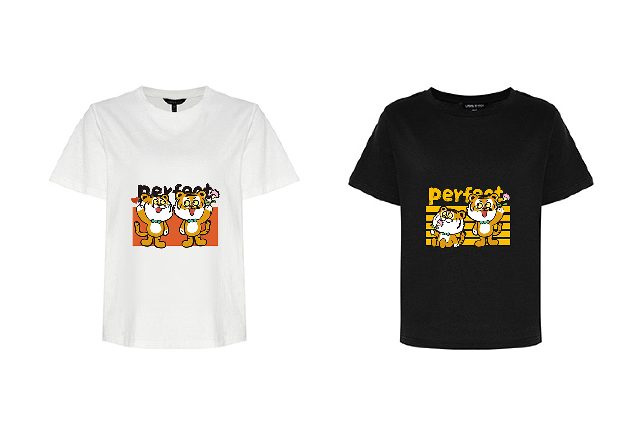 阿茹插画虎表情包 t恤效果图样稿热转印烫画贴定制插画