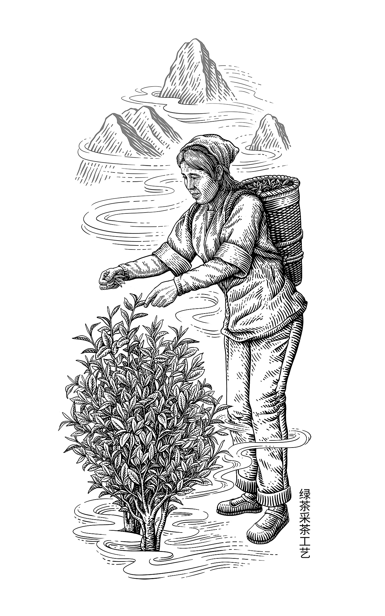 手绘插画让茶·高山茶版画风格包装（图ZMjk2MDY2MTQ0） - 商业插画 - 站酷设计师欧阳鹏杰_OY原创素材 - 站酷ZCOOL