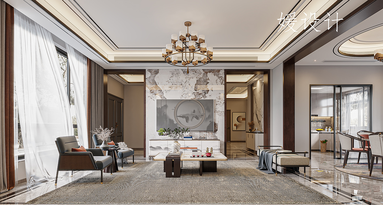 新中式别墅（图ZMjkxMzQ5NDU2） - 家装设计 - 站酷设计师媛计划原创素材 - 站酷ZCOOL