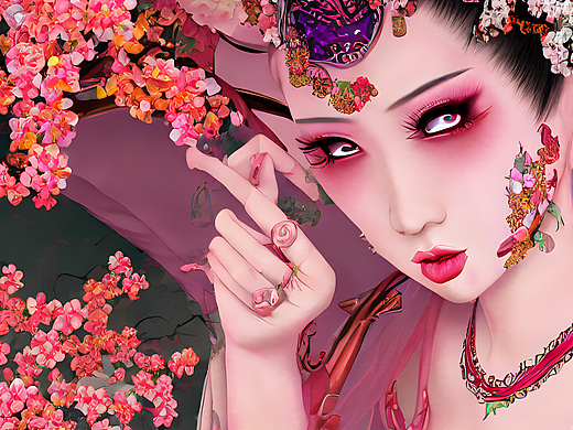 #AI创作实验室#桃花 东方恐怖大师 泰国人妖 新娘（个人主页-ZNjI2OTA4NDg=） - AI作品 - 站酷设计师Z53136188原创素材 - 站酷ZCOOL