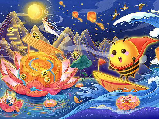 【联易融中秋】包装插画