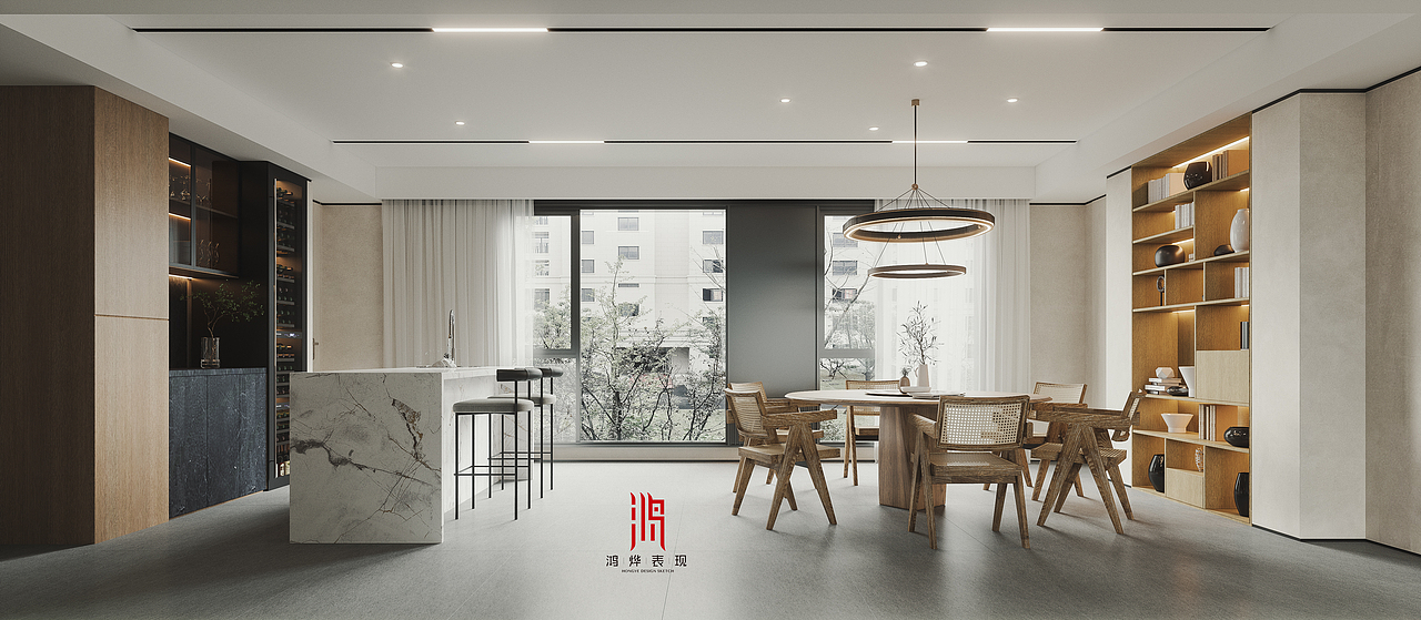 大平层客餐厅（图ZMjY1NTM2MzQw） - 家装设计 - 站酷设计师鸿烨表现原创素材 - 站酷ZCOOL