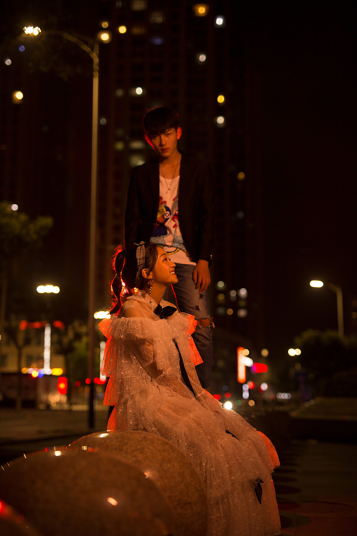 修片~夜景情侣时尚街拍~附动图