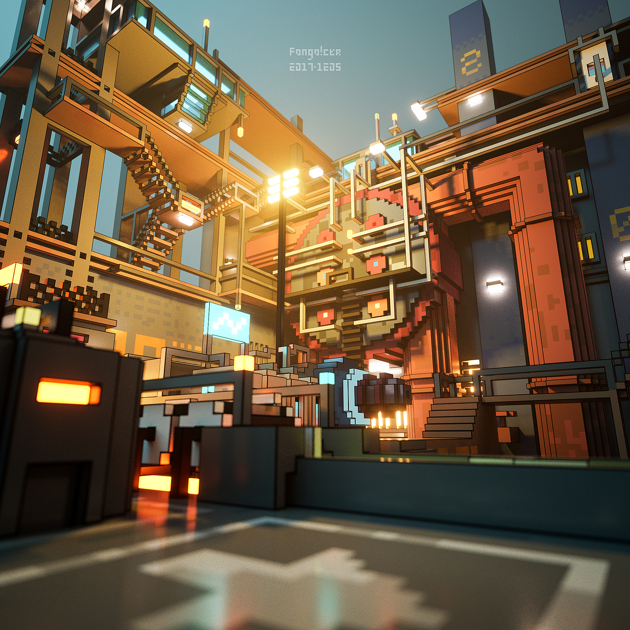 化工厂 [MagicaVoxel]（图ZOTg5NzcwNDg=） - 建筑/空间 - 站酷设计师fongocer原创素材 - 站酷ZCOOL