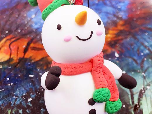 小雪人黏土挂件