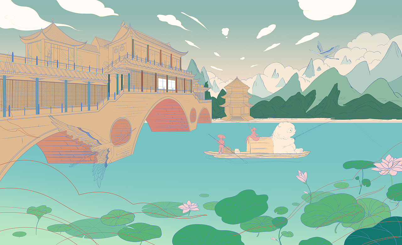 成都九眼桥（图ZMjY3NDE4NTcy） - 新锐潮流插画 - 站酷设计师S喵野原创素材 - 站酷ZCOOL