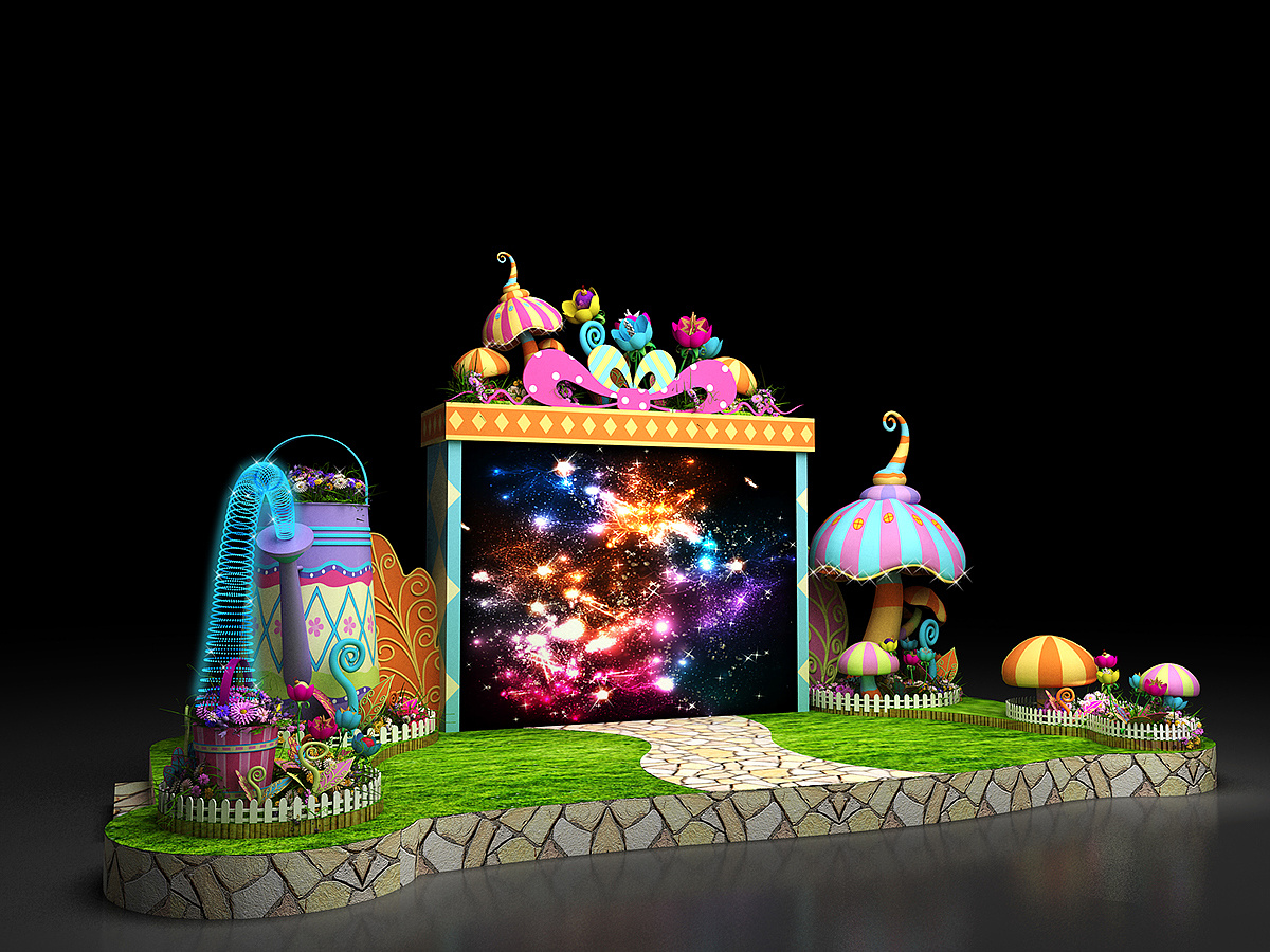 商场户外美陈dp点中庭吊饰3d效果图设计制作