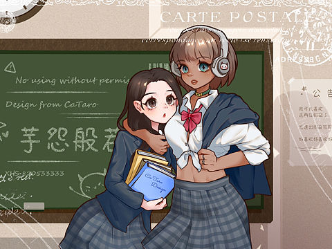 画了xhs上的一对姐妹