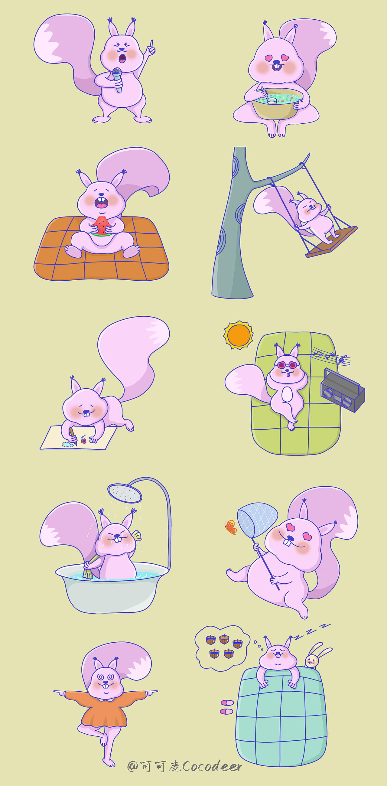 可爱动物贴纸|插画|儿童插画|可可鹿cocodeer_原创作品-站酷(zcool)