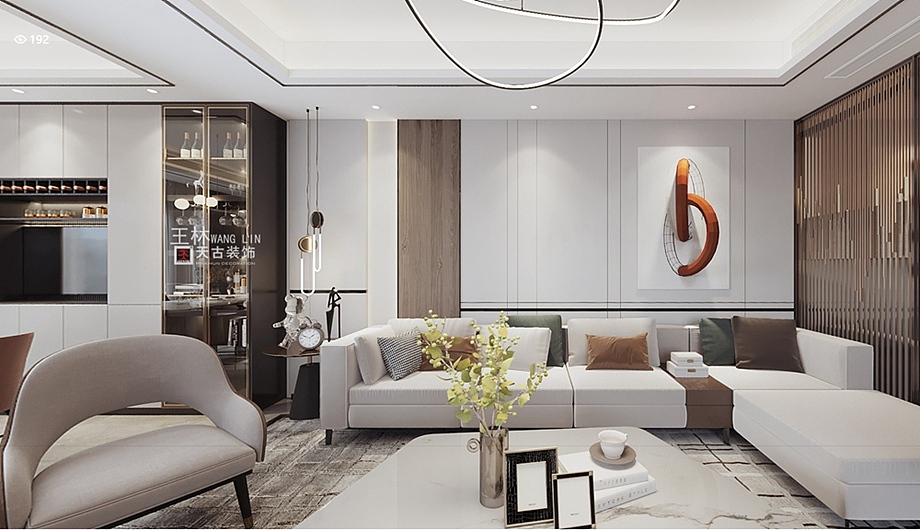 上邦高尔夫联排别墅装修案例,简约清爽现代风设计图