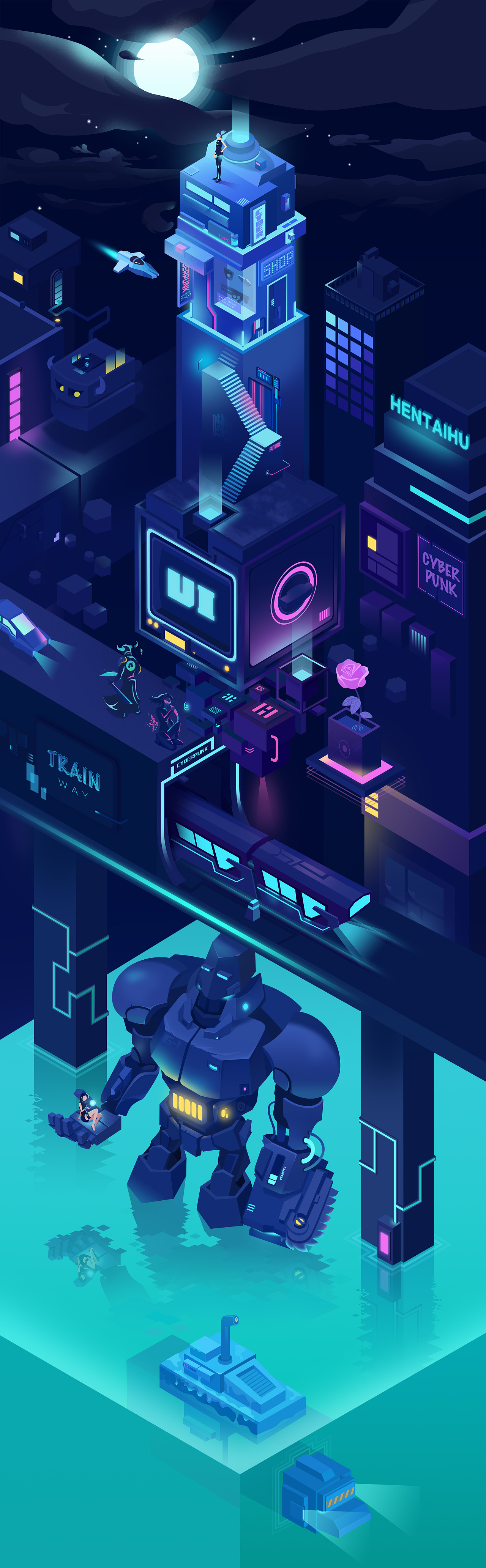 赛博朋克风插画