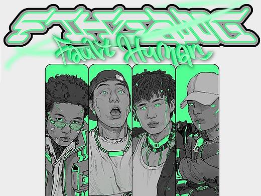 说唱组合FaultHuman-FTHGang 插画封面设计
