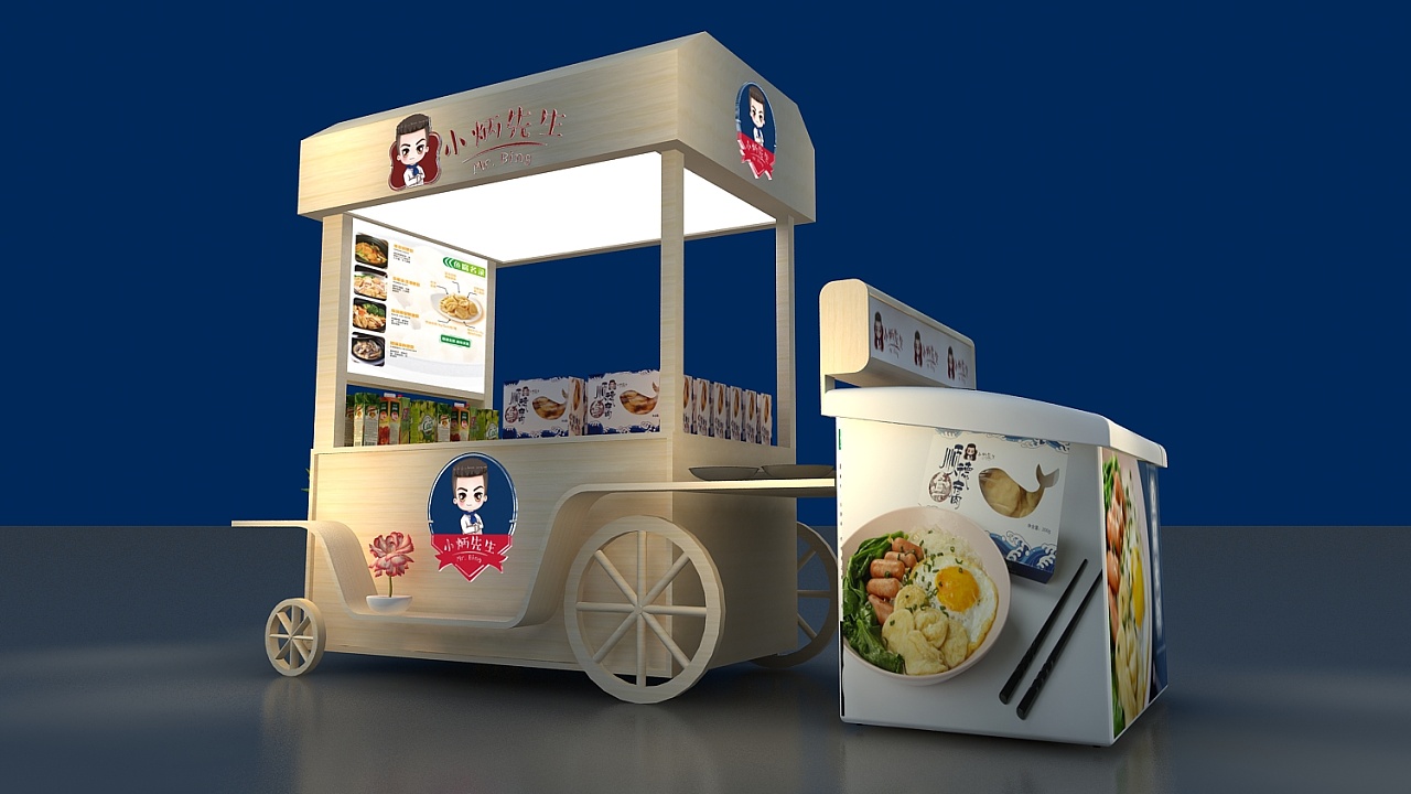 小推车,小吃车.展会展厅活动舞美美陈3d效果图设计