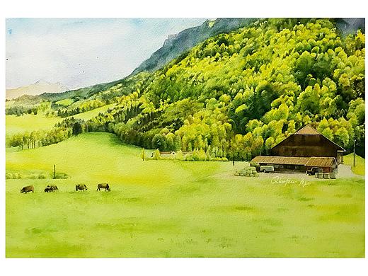 風(fēng)景水彩（個人主頁-ZMzM2ODUwNTY=） - 繪畫 - 站酷設(shè)計師喬飛兒原創(chuàng)素材 - 站酷ZCOOL