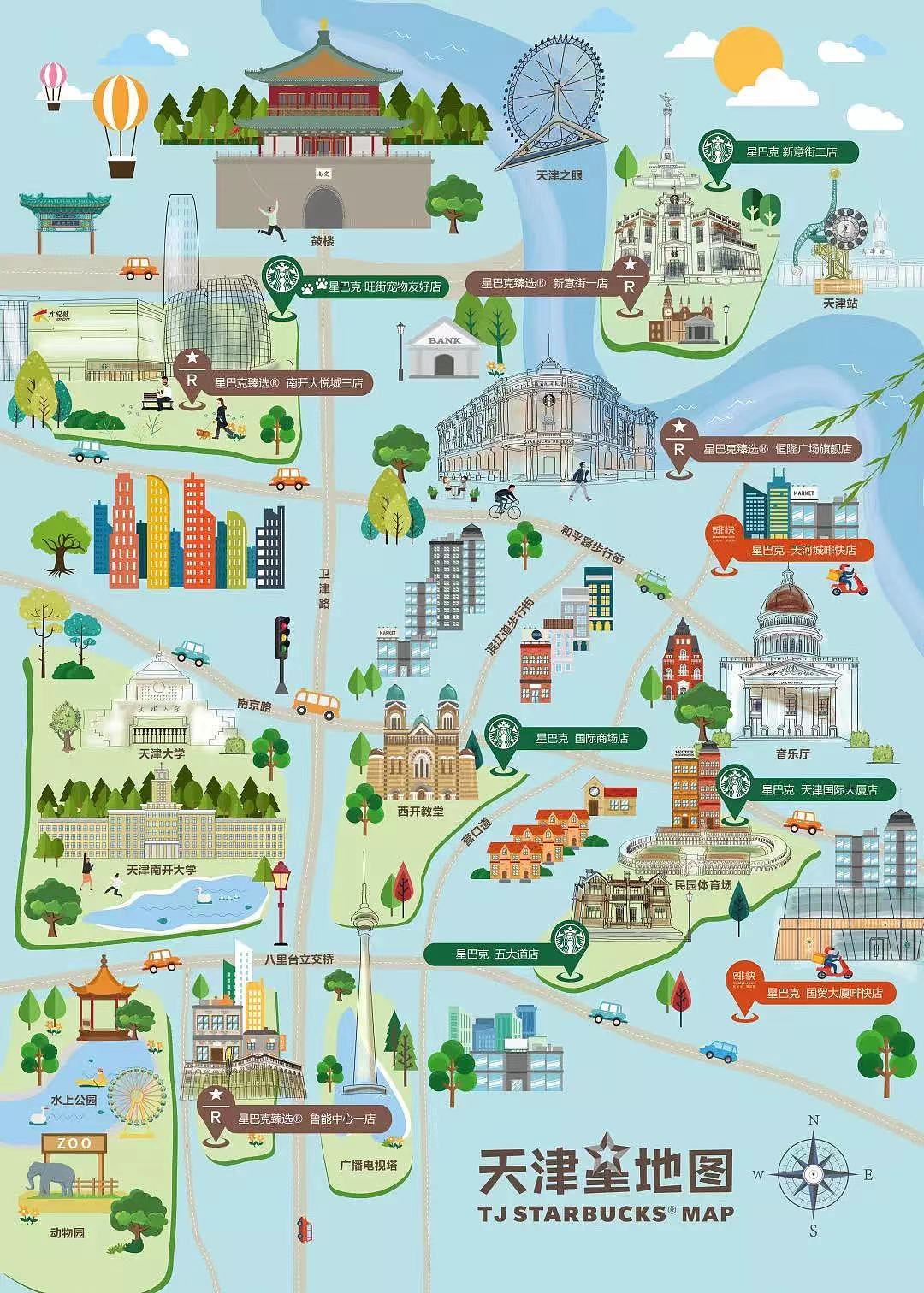 简笔手绘天津标志建筑|纯艺术|绘画|angleann - 原创作品 - 站酷