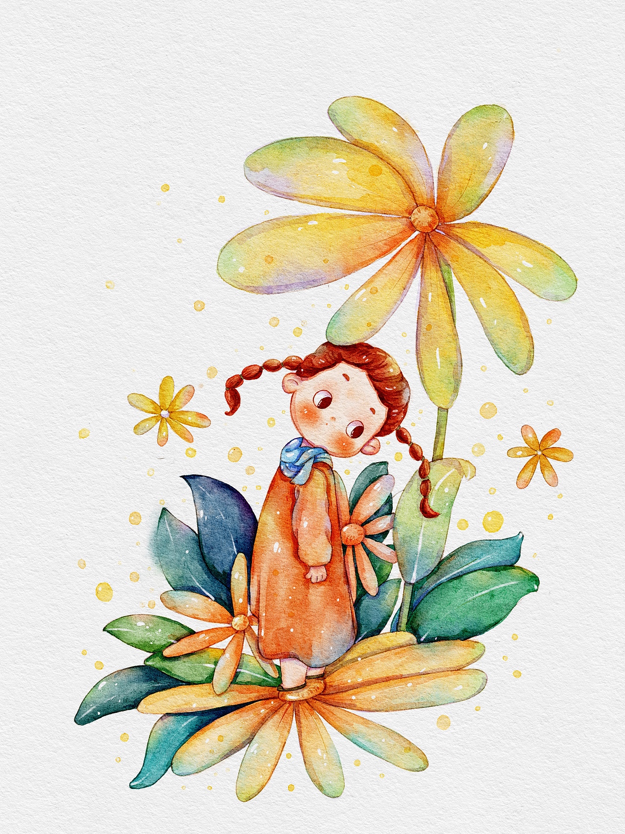 治愈水彩插画|森系女孩|水彩（图ZMjc2MTc5Mzc2） - 商业插画 - 站酷设计师画画的秋小谷原创素材 - 站酷ZCOOL