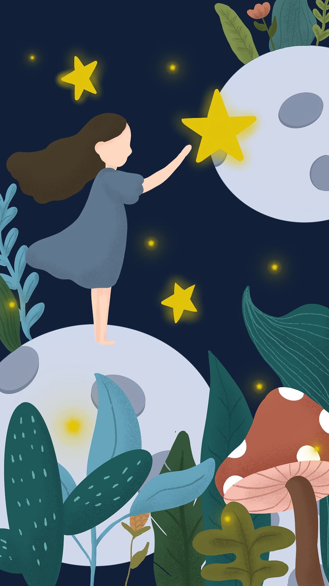 摘星女孩系列插画|插画|商业插画|陈米呀 - 原创作品 - 站酷 (zcool)