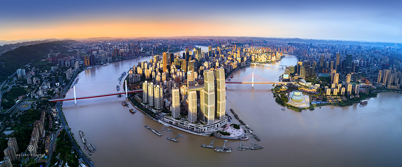 重庆两江交汇全景
