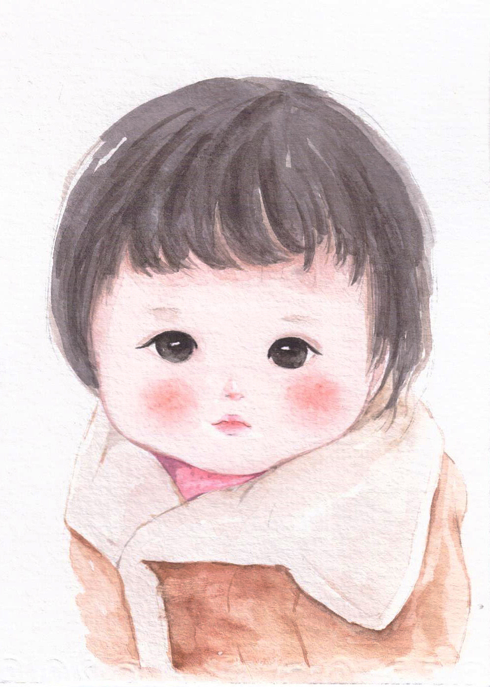 萌娃宝宝可爱手绘水彩画像