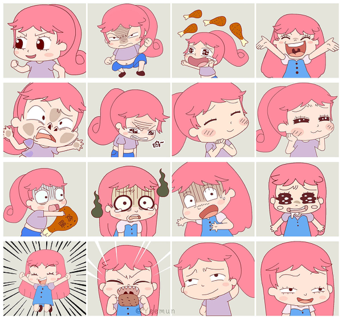 原创Phoebe小女孩卡通人物表情包|插画|商业插画|绮Phoebe - 原创作品 - 站酷 (ZCOOL)