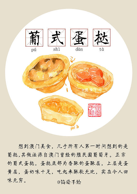 【纸上的美食】澳门虽小,却有各种的美食_简爱手绘-站酷zcool
