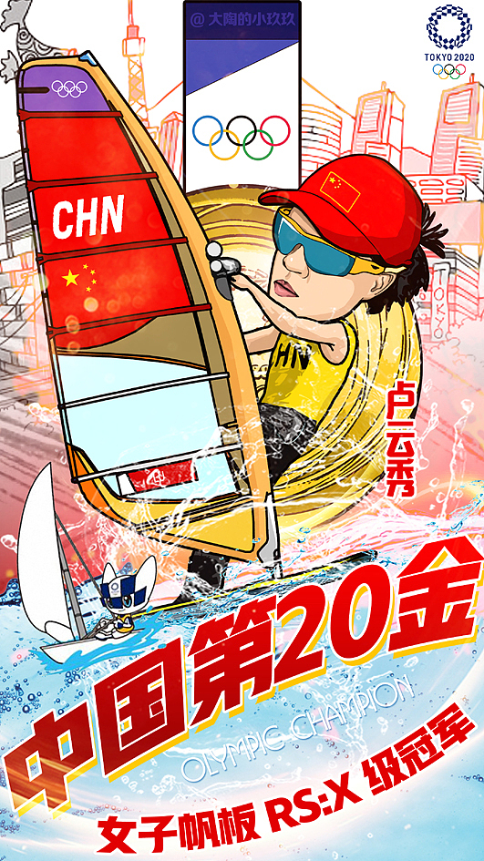 东京奥运会38枚金牌冠军得主插画