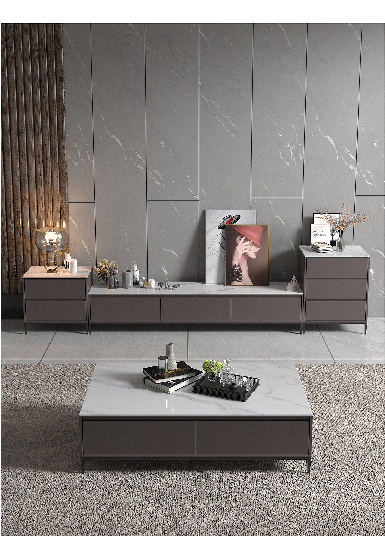 【vray渲染器--客厅茶几电视柜场景等】