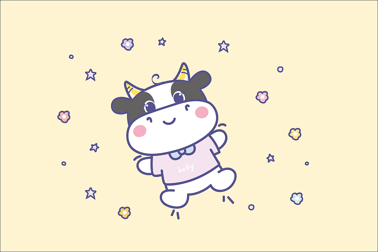 牛卡通可爱插画表情包 T恤衣服转印烫画贴定制（图ZMjUyMjUzMzg4） - 商业插画 - 站酷设计师阿茹生肖IP原创素材 - 站酷ZCOOL