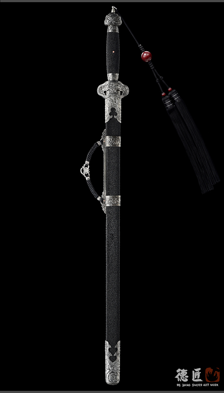 德匠堂宝剑-龙泉刀剑-新作白铜装牡丹剑(dj-2835)