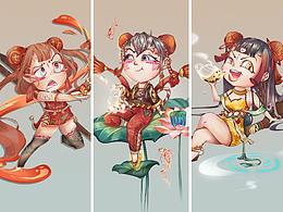 插画-国风Q版人物