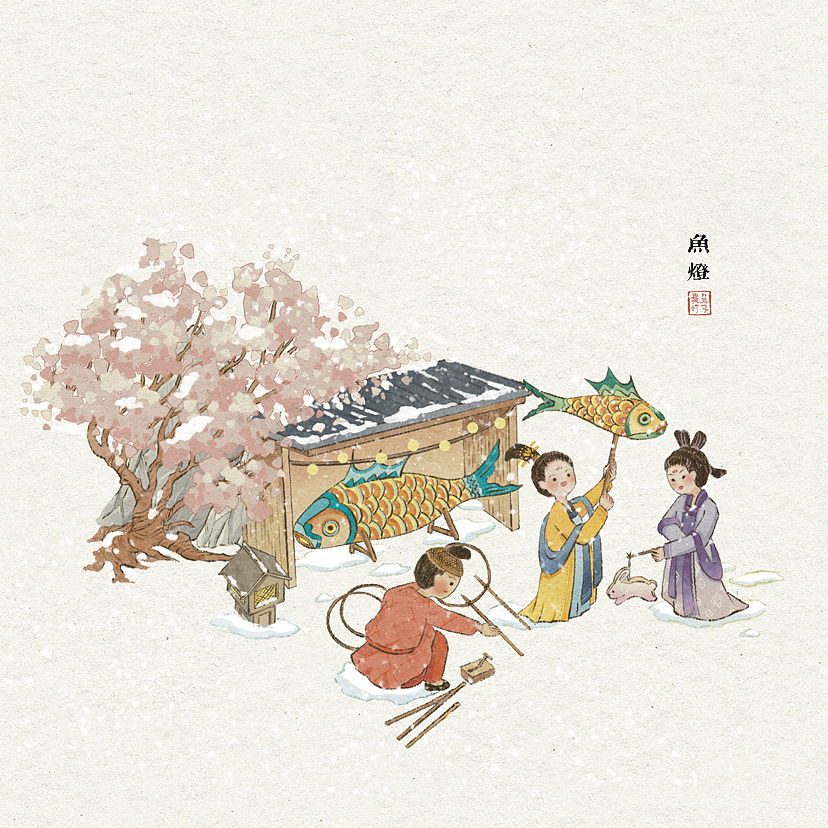 长安落雪图（图ZMzQyNTY1MTA0） - 商业插画 - 站酷设计师兔子提灯lyl原创素材 - 站酷ZCOOL