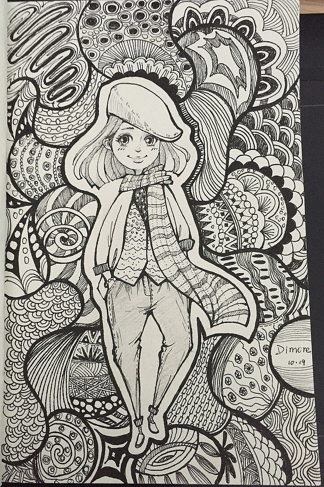 终于静下心来画手绘针管笔画