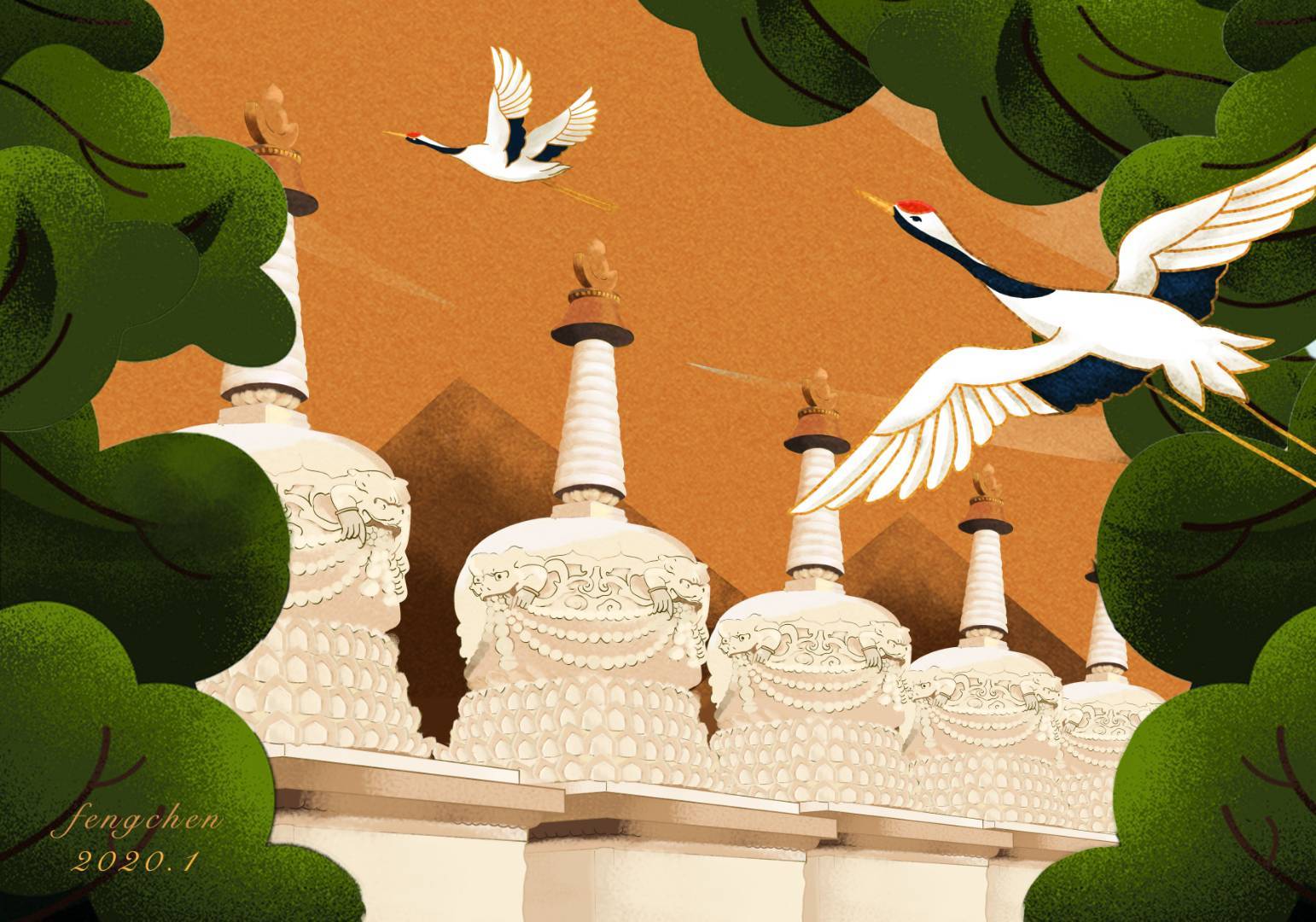 内蒙古_呼和浩特市_大召|插画|创作习作|奔儿喽晨 - 原创作品 - 站酷