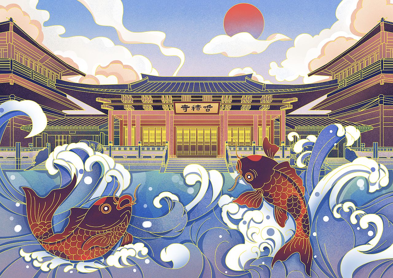 杭州各地景区国潮