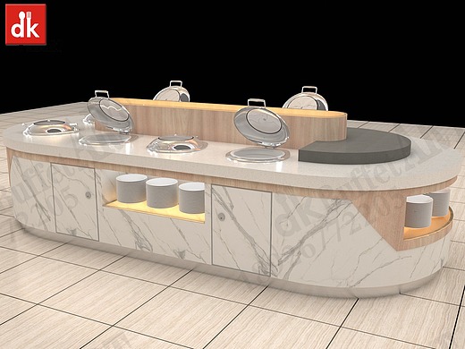 福建邵武观山悦酒店自助餐台 冷热组合布菲台岩板餐台