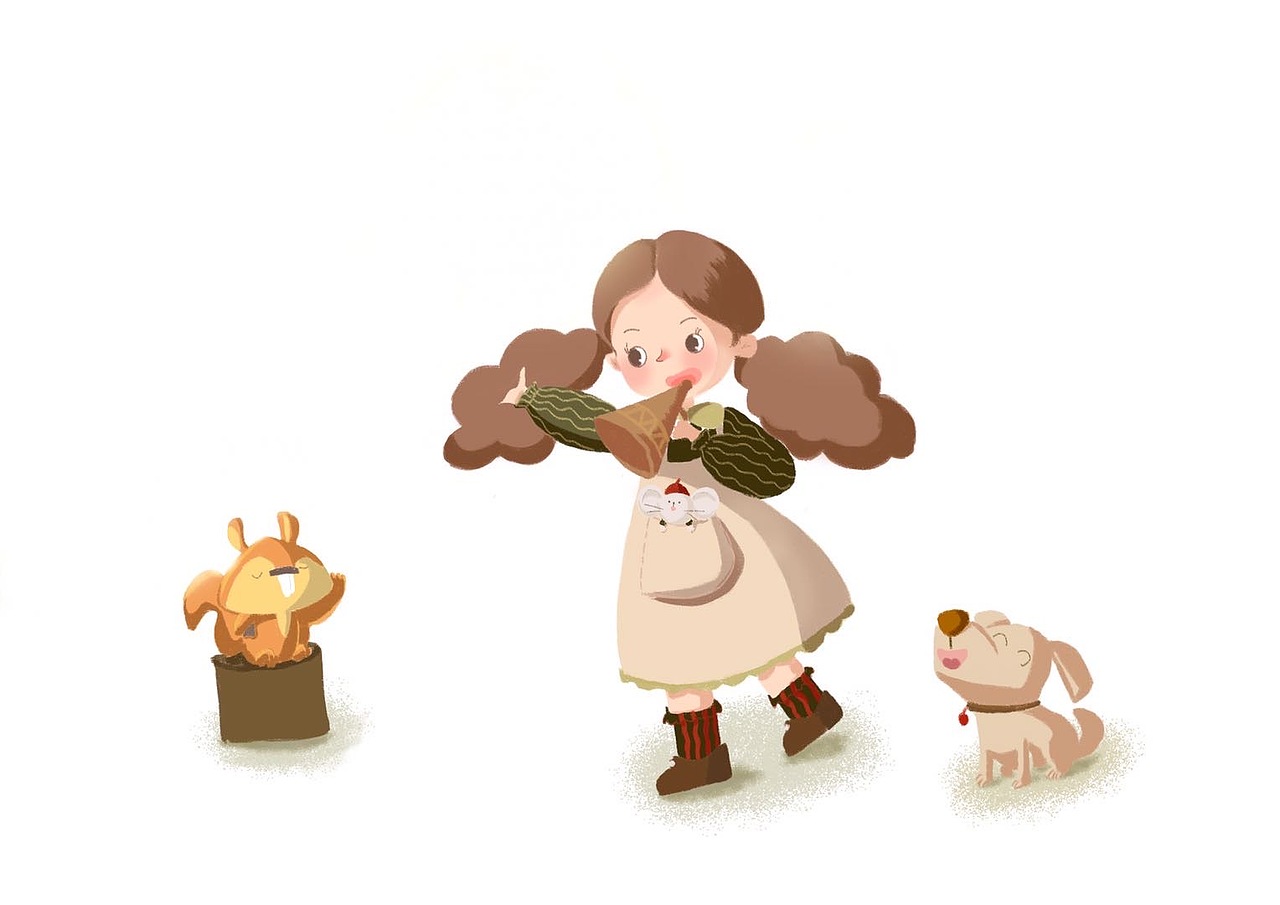 女孩和狗狗的故事（圖ZMjc5NDA1MjY0） - 兒童插畫 - 站酷設(shè)計(jì)師畫畫的小咩獸原創(chuàng)素材 - 站酷ZCOOL