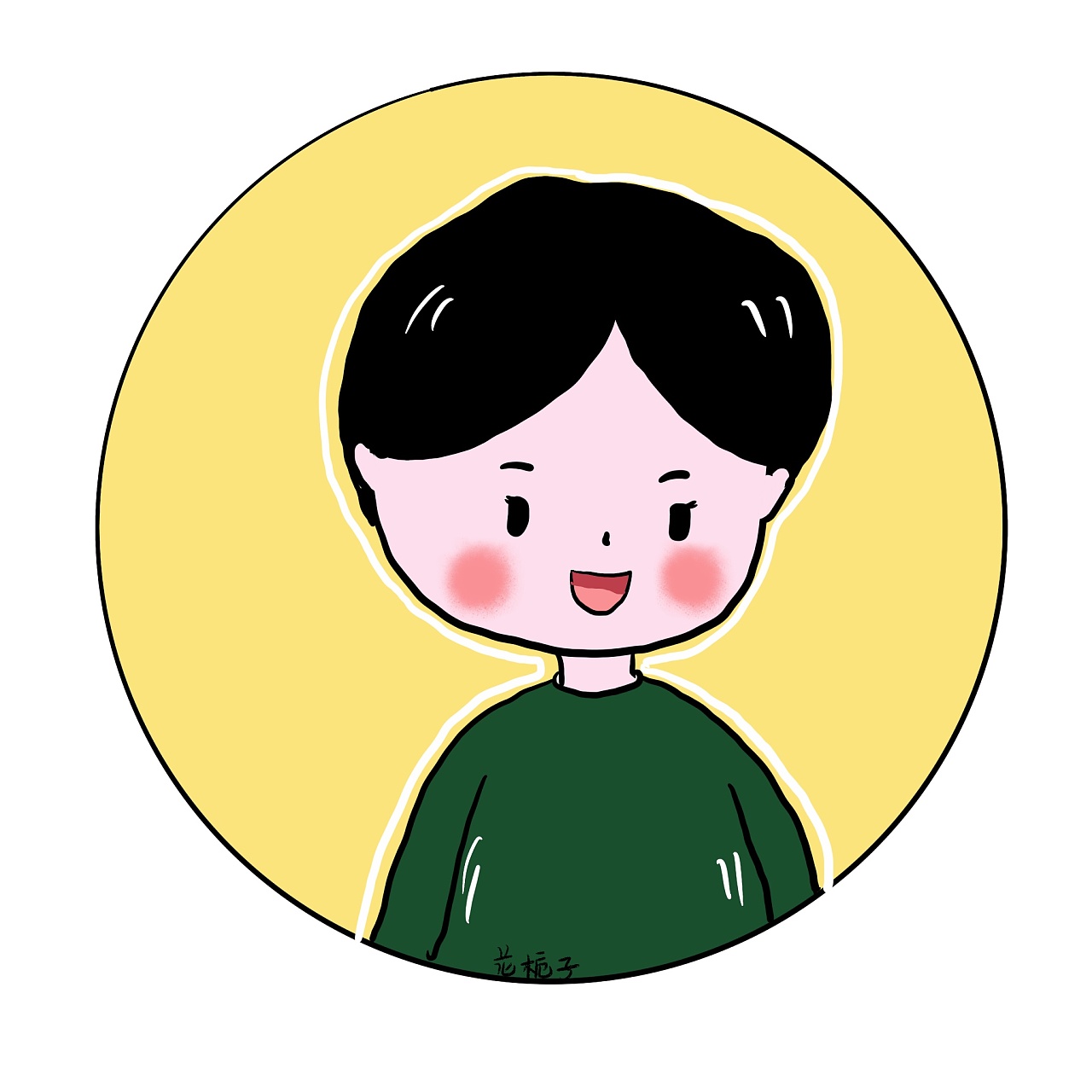 花栀子插画手绘:小头像(男生女生情侣)|插画|创作习作|花栀子在画画