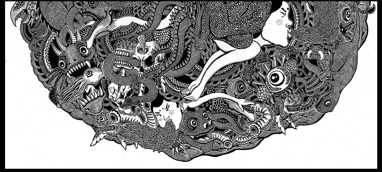 2开大画《恶》（图ZMjcyOTM1ODA=） - 绘画 - 站酷设计师墩小贤原创素材 - 站酷ZCOOL