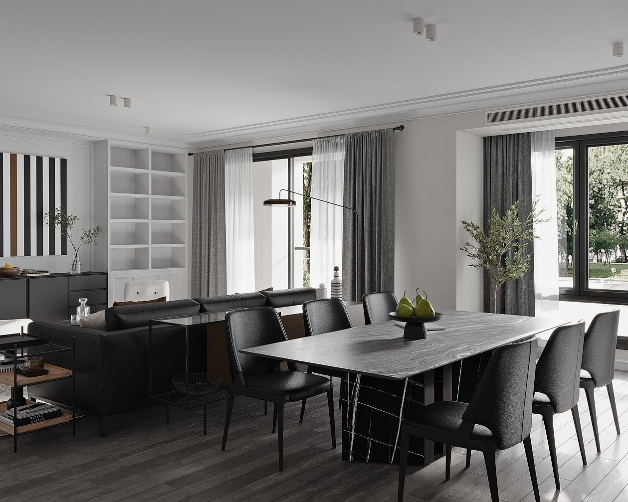 现代黑白客餐厅