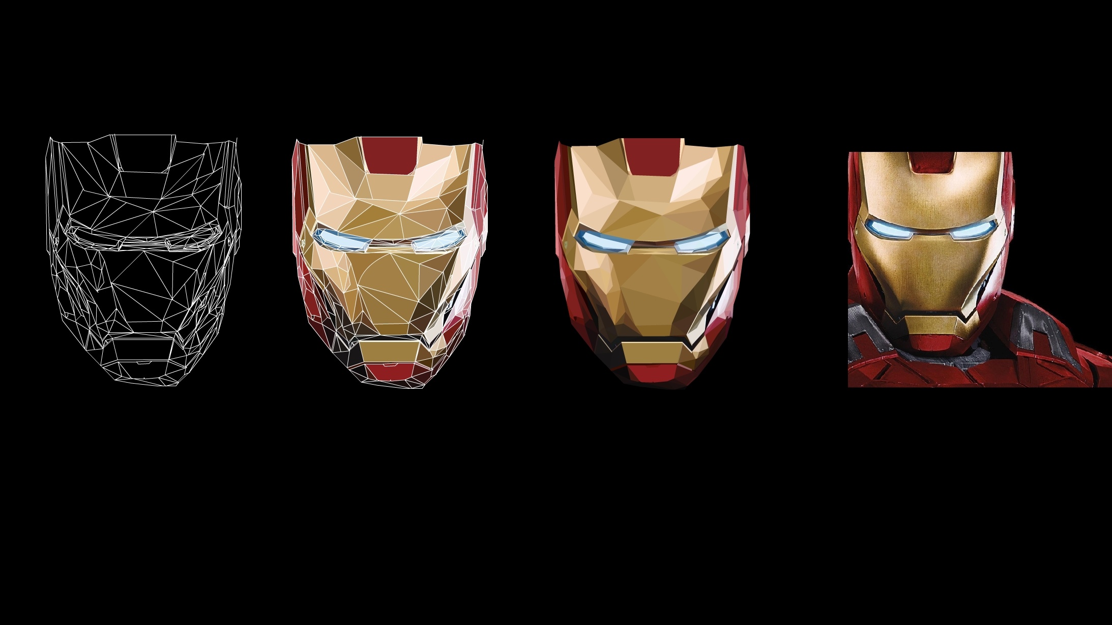 low poly低多边形钢铁侠面具