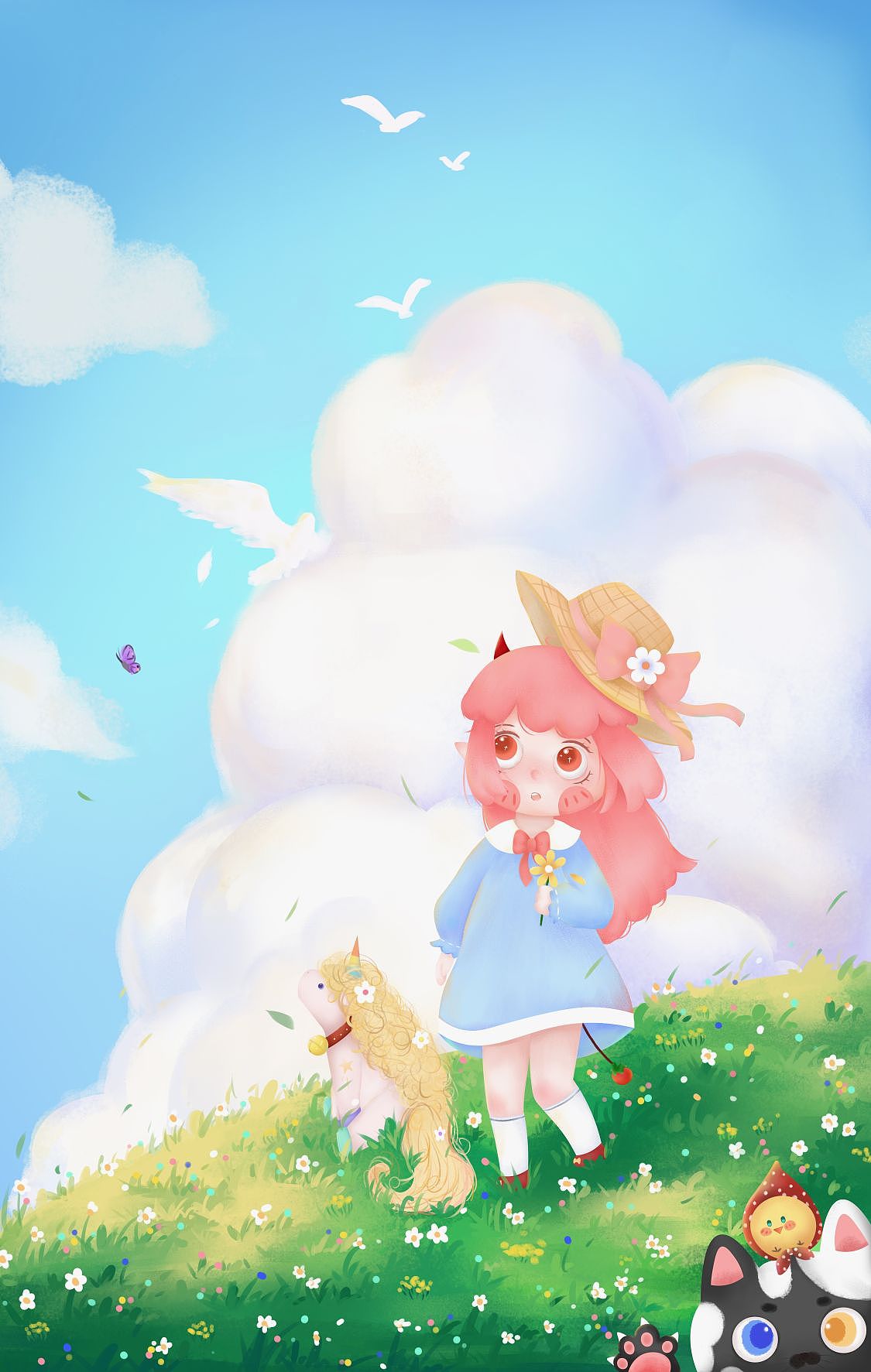 儿童插画《和独角兽一起旅行》