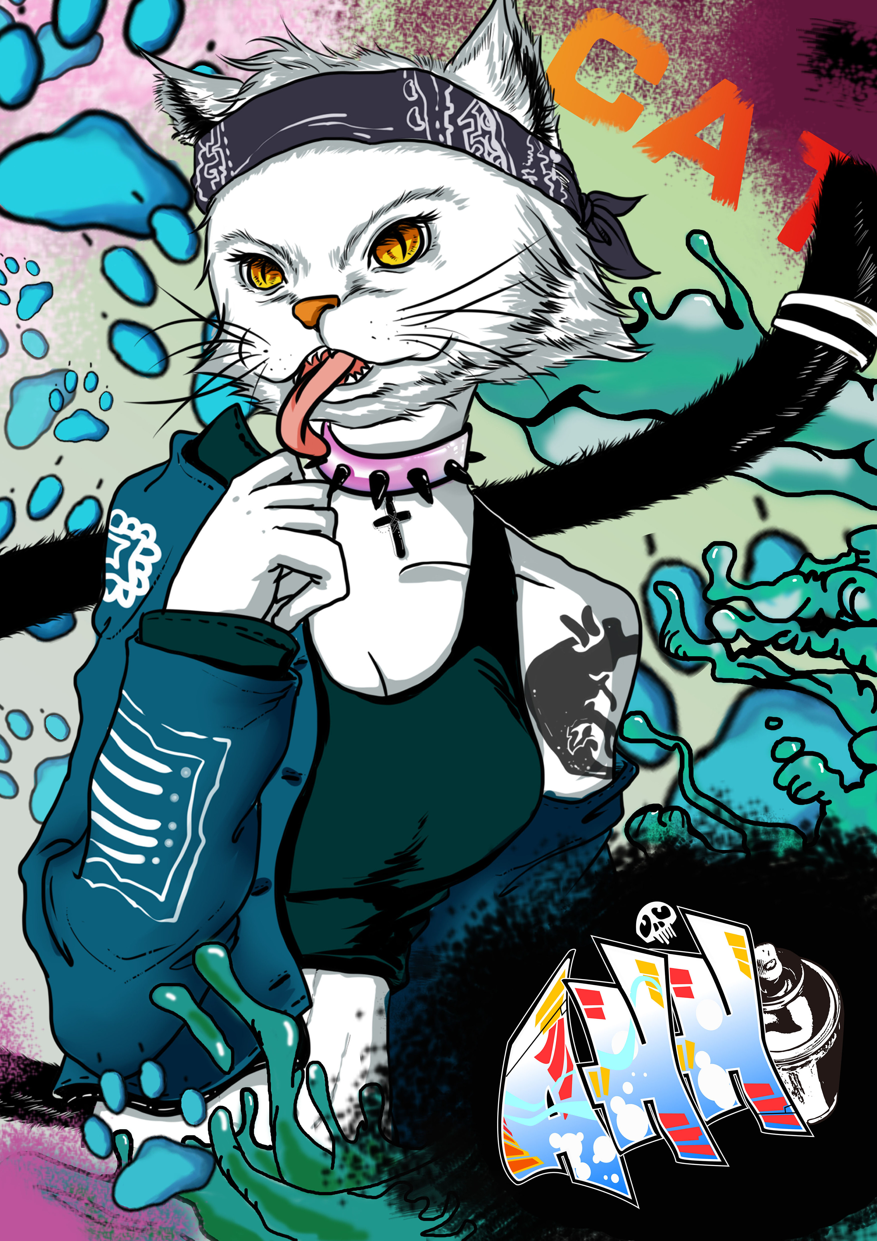 动物嘻哈系列插画设计|插画|新锐潮流插画|深夜里的小胡子 - 原创作品