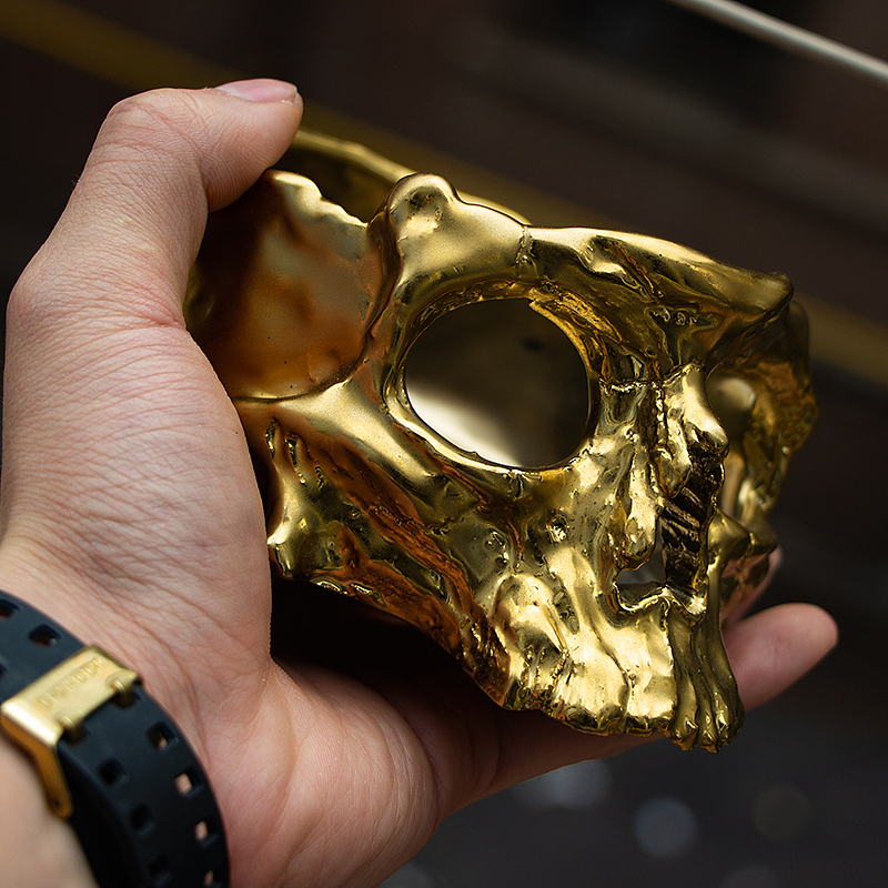 【SKULL】骷髅 暗黑系1300°电镀金属色陶瓷烟灰缸摆件