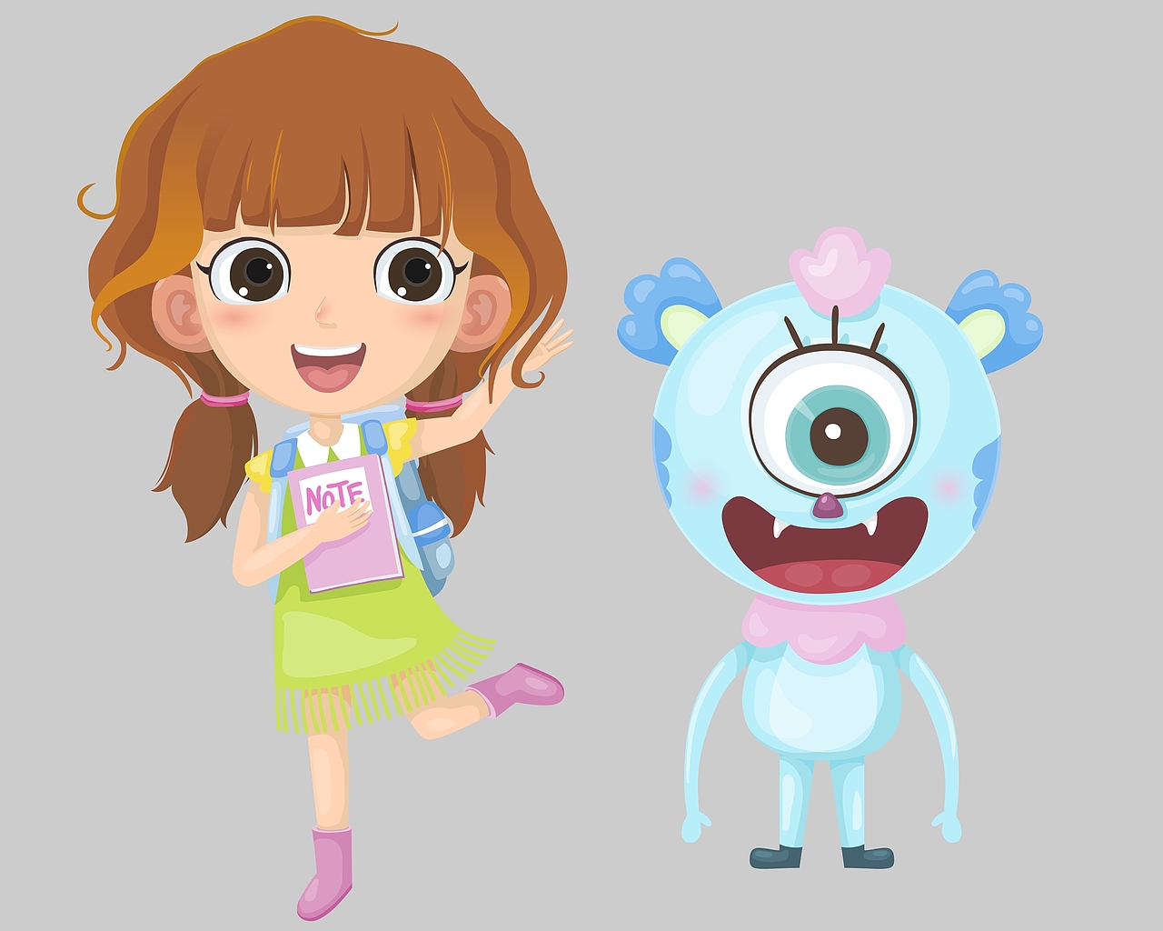 女孩和外星人（图ZOTI3Mzc1NDg=） - 儿童插画 - 站酷设计师曹玉平插画原创素材 - 站酷ZCOOL